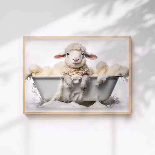 60 Second Makeover Baby Sheep Quirky Animal Print Paper Poster, A3, Multicolour
