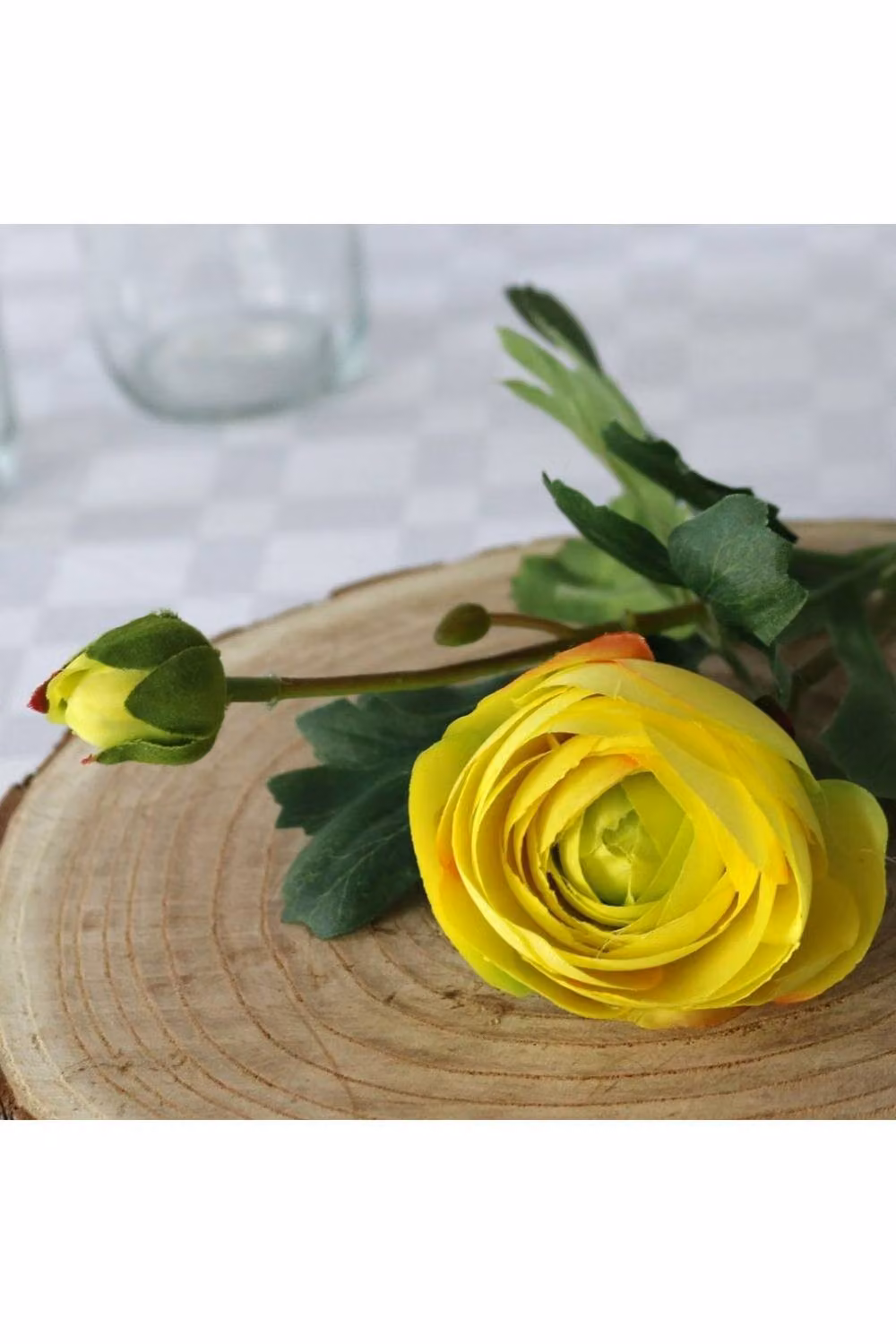 KDMD Yellow Ranunculus Textile Floral Decoration, 5 Pack, Height: 38 cm – 2