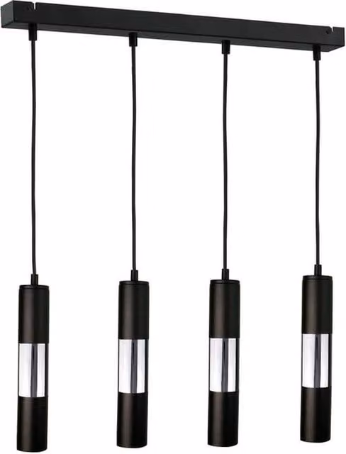 Netlighting Magnum Bar Pendant Ceiling Light in Black and Silver, 60 cm, 4x GU10