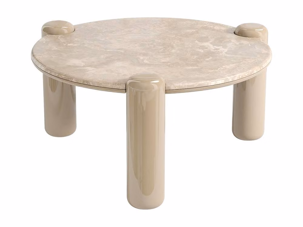 Vente-unique NARODI Round Marble and MDF Coffee Table in Beige – 2