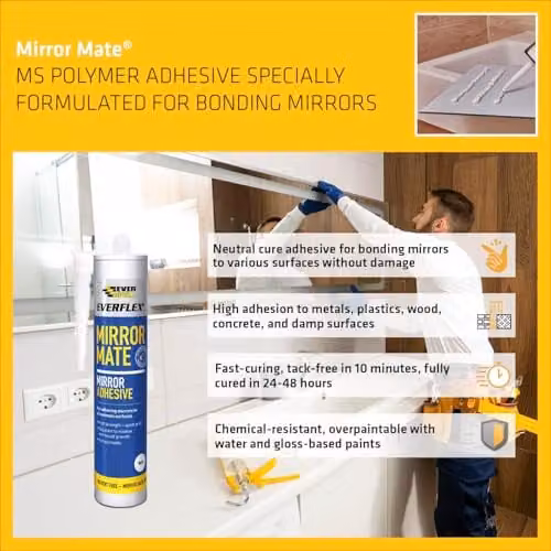 Sika SikaBond Mirror Adhesive, White, 290 ml – 3