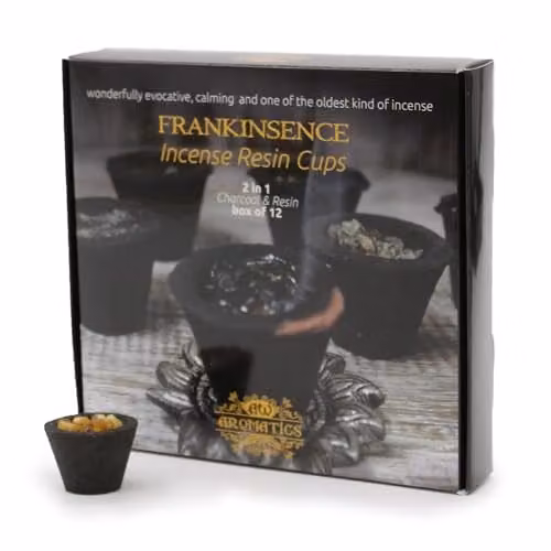 Ancient Wisdom Box of 12 Frankincense Resin Cups in Black and Grey