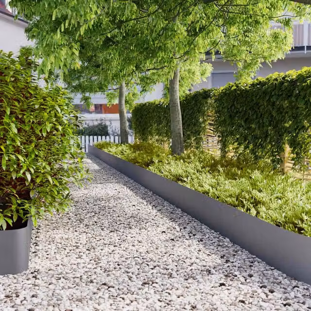 Berkfield Home Lawn Edgings, 10 Pieces, Anthracite and Green, Cold-rolled Steel, W/H: 25 x 103 cm