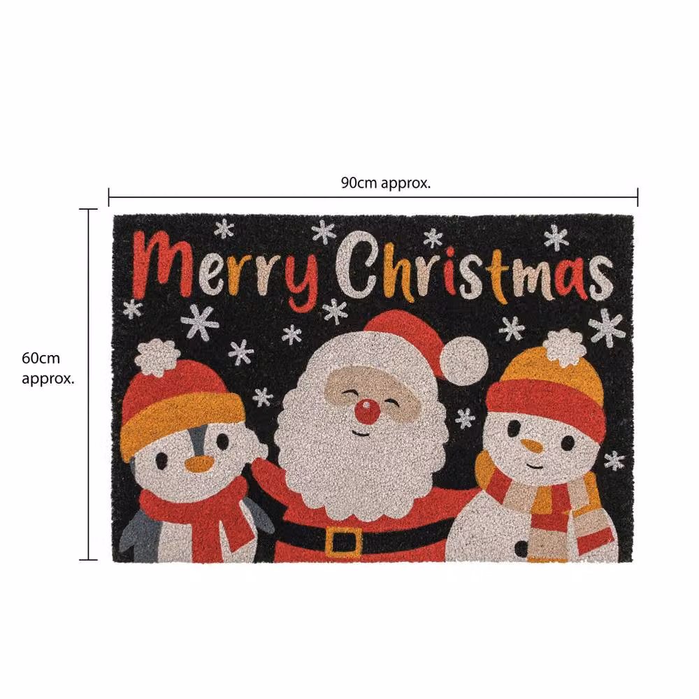 JVL Christmas Coir Doormat, Black and Brown, W/D/H: 90 x 60 x 1.5 cm – 4