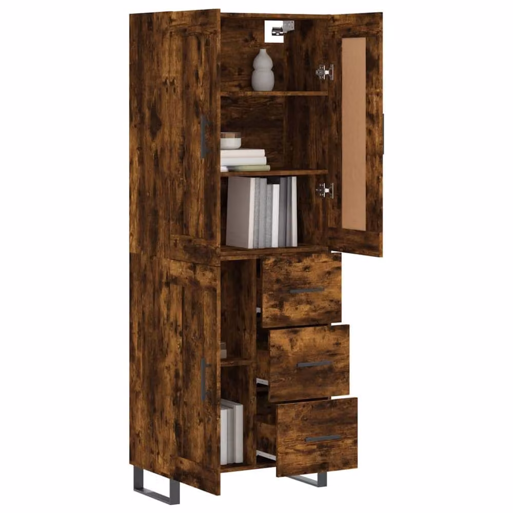 Berkfield Home Smoked Oak Highboard in Brown, W/D/H: 69.5 x 34 x 180 cm – 3