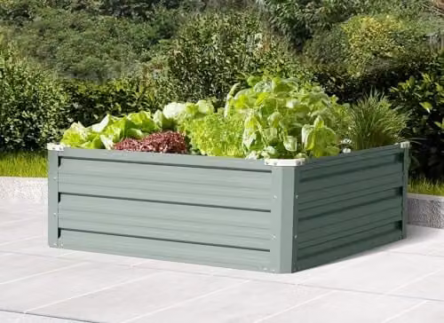 Garden Gear Metal Raised Vegetable Planter Twin Pack, Sage Green, W/D/H: 60 x 60 x 30 cm – 2