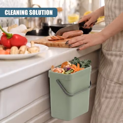 GEEZY Hanging Kitchen Waste Bin with Flip Lid and Handle, 3L, Multicolour – 5