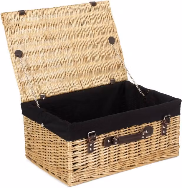 Red Wicker Picnic Basket Hamper with Black Cotton Lining, 51 cm – 1