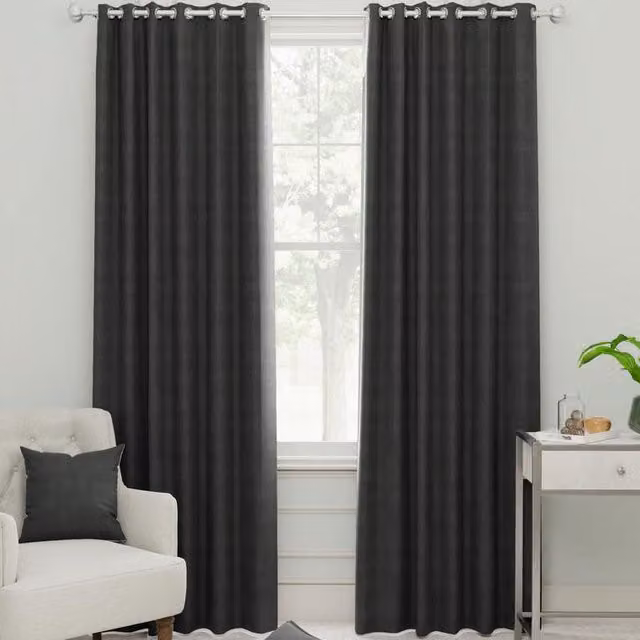 Linda Barker Royal Velvet Made to Measure Opaque Eyelet Curtain in Grey
