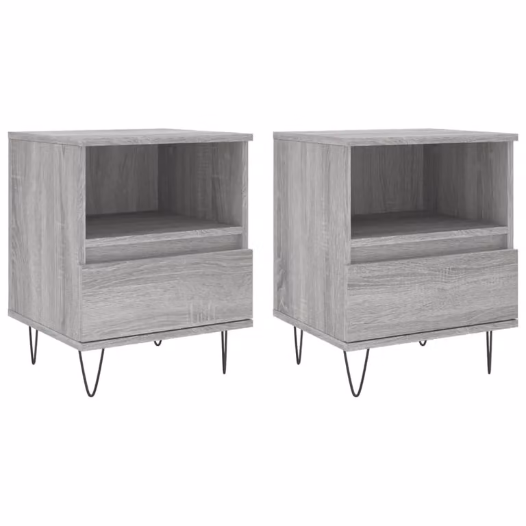 Berkfield Home Set of 2 Grey Sonoma Bedside Cabinets, W/D/H: 40 x 35 x 50 cm