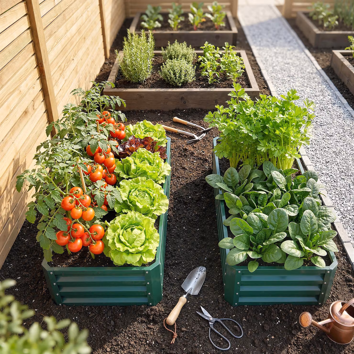 Outsunny Set of 2 Galvanised Steel Raised Garden Beds for Herbs and Vegetables, Green, W: 60 cm, D: 60 cm, H: 30.5 cm – 7