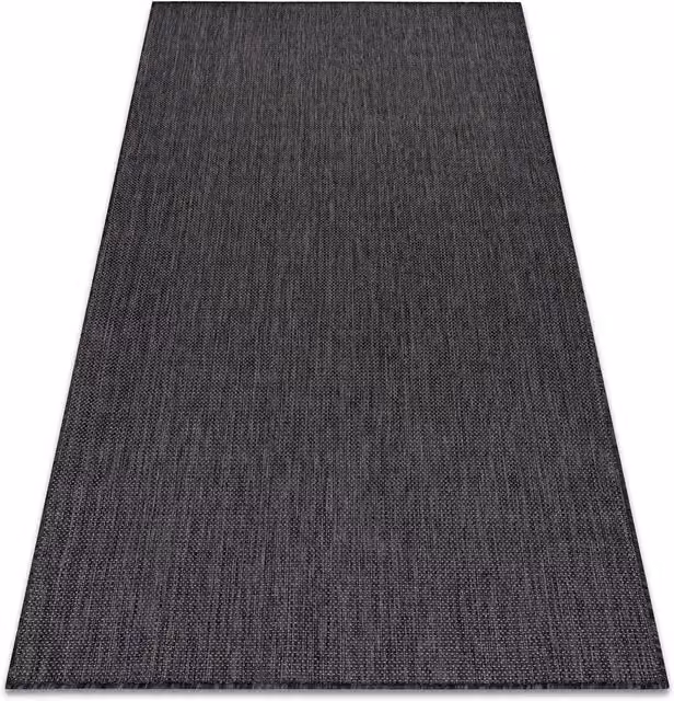 RugsX Sion Black Rectangular Flat Weave Polypropylene Rug, W: 120 cm, D: 170 cm