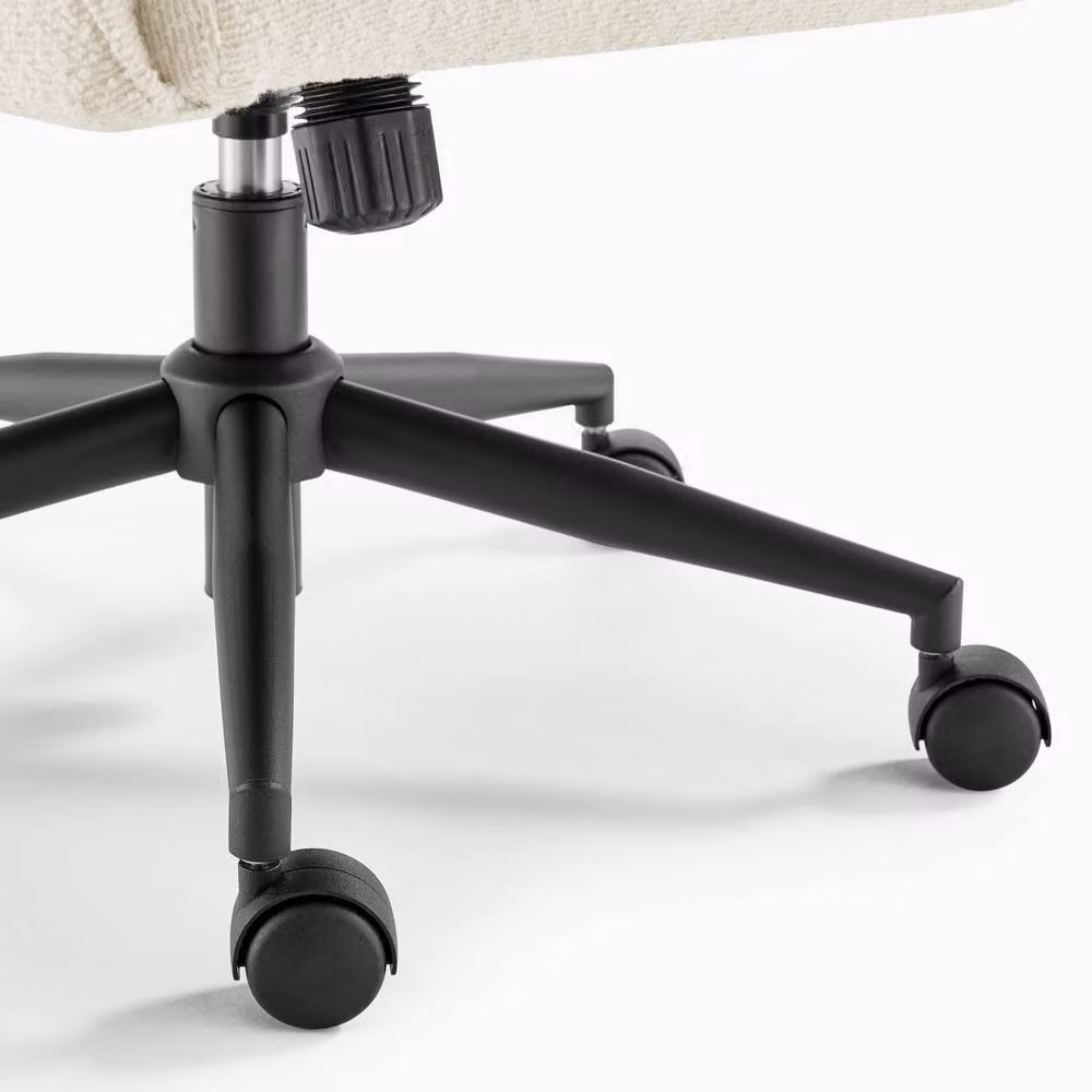 FurnitureboxUK Vivienne Cream Boucle Swivel Task Chair with Armrests and Castors – 2