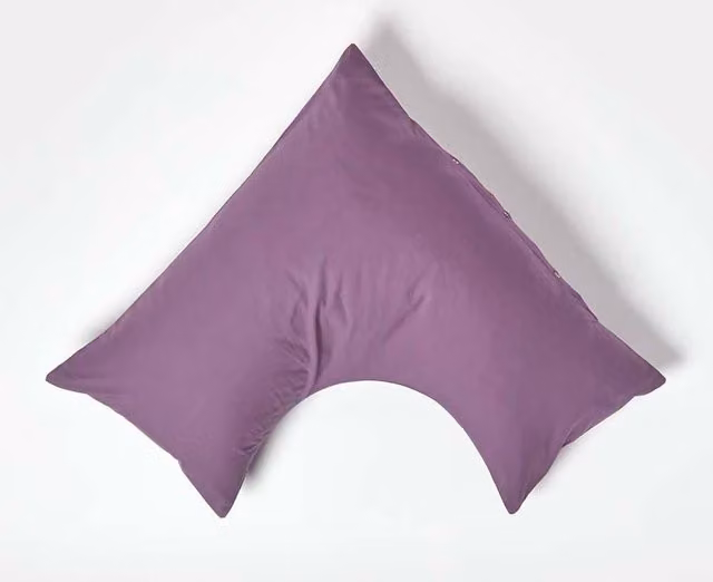 Homescapes Purple Grape V-Shape Egyptian Cotton Pillowcase, 200 TC Percale – 1