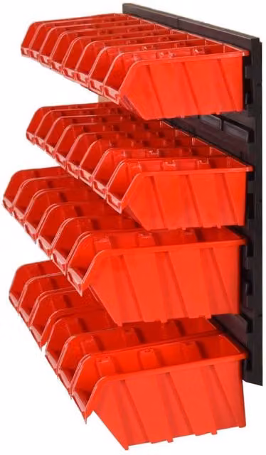Berkfield Home 30 Piece Durable Wall Mounted Workshop Shelf Set in Red and Black, W: 77 cm, D: 39 cm