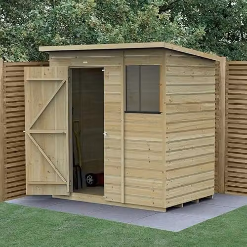 Forest Garden Pent Wooden Shed in Green and Brown, W: 182.88 cm, D: 121.92 cm, H: 202.3 cm – 2