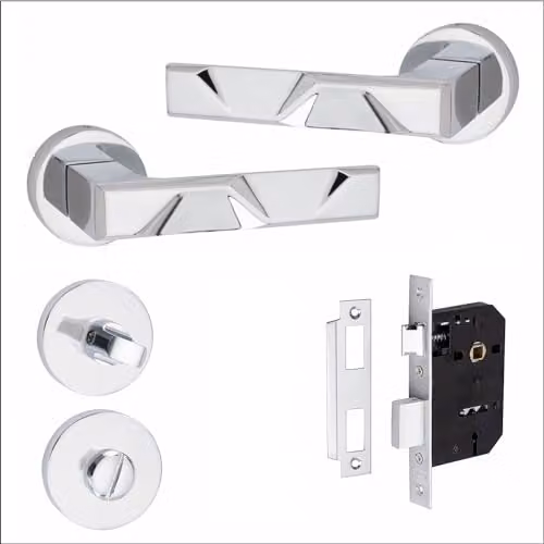 Golden Grace Nova Bathroom Door Handle Set in Chrome – 1