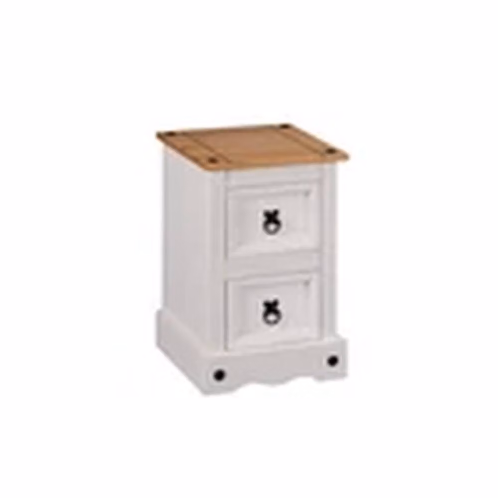 EONLION White 2-Drawer Rustic Pine Bedside Cabinet Nightstand – 2