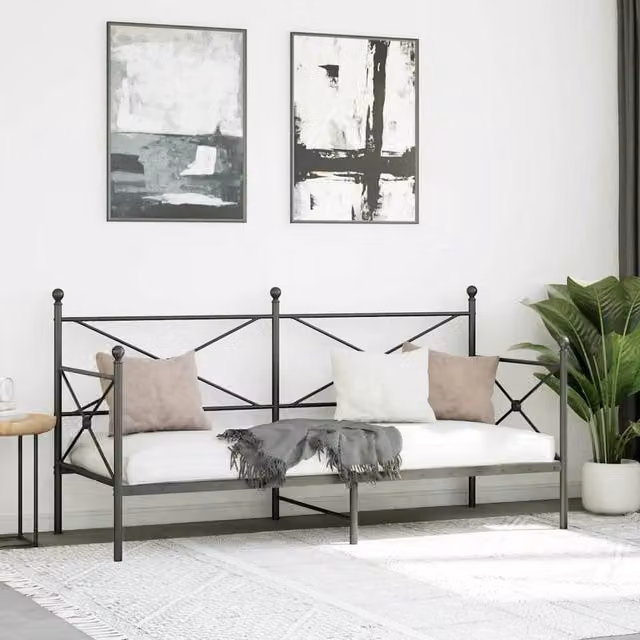Berkfield Home Durable Metal Day Bed in Black, W/D/H: 90 x 200 x 107 cm – 1