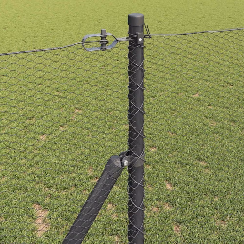 Berkfield Home Modern Rectangular Fencing Set of 2 in Grey Galvanised Steel – 4
