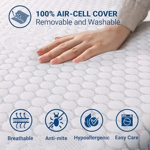 The White Stone Ventilated Memory Foam Euro King XL Mattress Topper in White, 6 cm Depth – 2