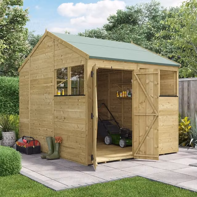 BillyOh Rustic Brown Wooden Apex Shed with Window and Tongue and Groove Construction