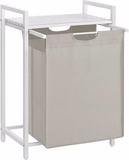 Kelvenix White Pull-Out Laundry Unit with Removable Bag