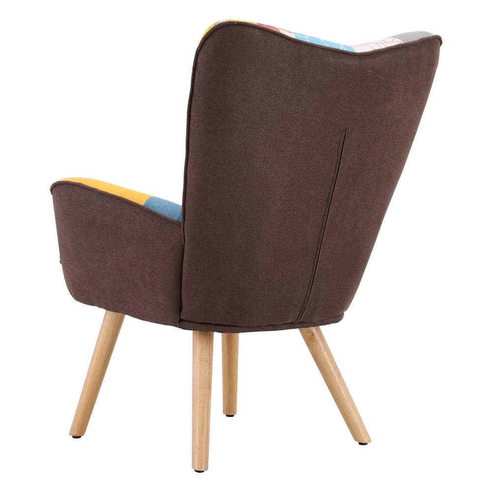Garden Sanctuary Modern Tufted Button Linen Armchair with Wooden Legs in Multicolour – 2