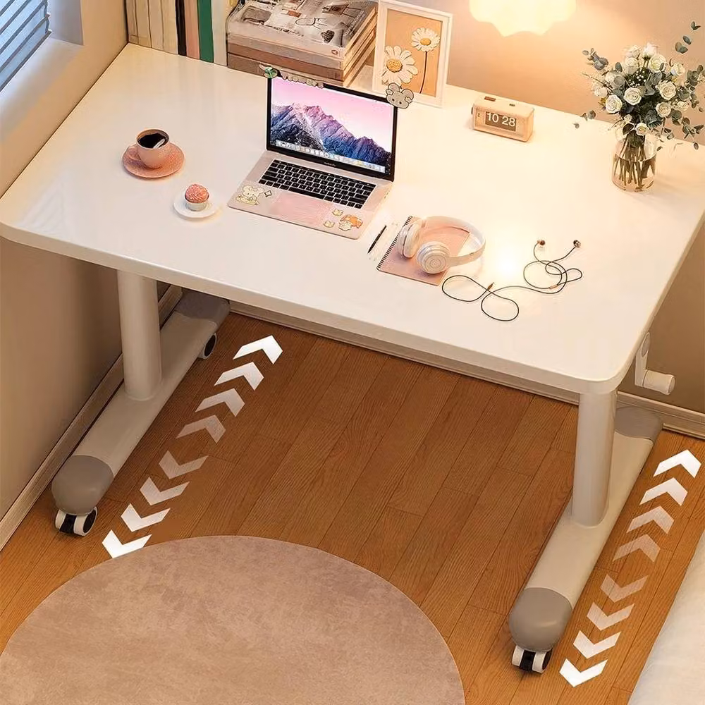 FLAVORA Height Adjustable Over Bed Desk with Manual Hand Crank in White, W: 80 cm, D: 60 cm – 2