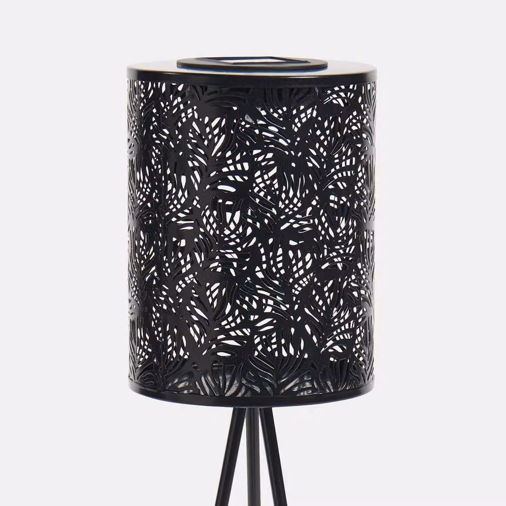 OHS Black Metal Solar Floor Lamp with Dusk Sensor for Garden and Terrace – 5