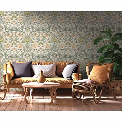 Holden Decor Vintage Floral Botanical Wallpaper in Cream, Ochre, Yellow, Orange and Green – 2