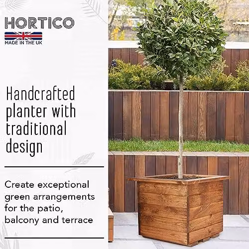 Hortico Set of 2 Brown Wooden Square Garden Planters, 47 cm – 2