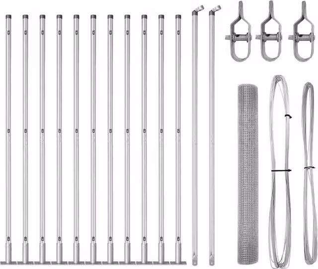 Berkfield Home Silver Galvanised Steel Welded Wire Fence with 13 Flanged Posts, 0.8 x 25 m
