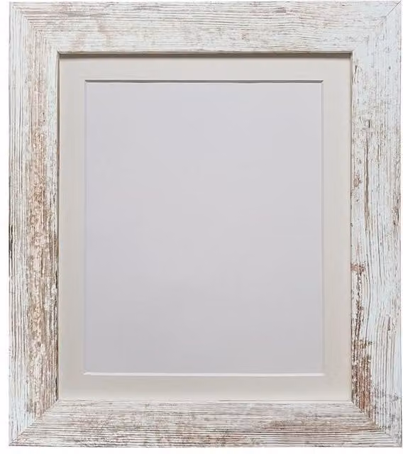 Frames & Mirrors 4U Metro Modern Rectangular Single Picture Frame in Distressed White with Ivory Mount for 6 x 4 Inch Images