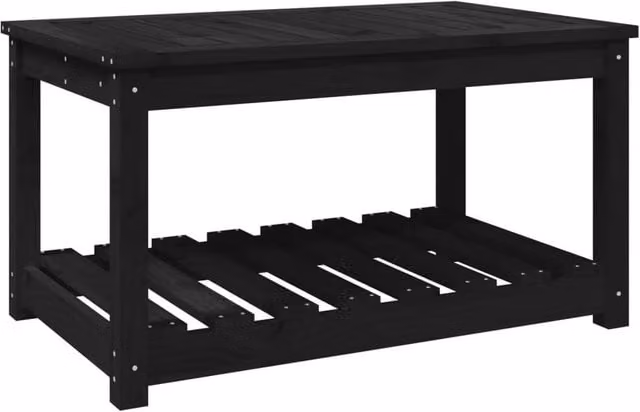 Berkfield Home Black Solid Pine Garden Table, W: 82.5 cm, D: 50.5 cm, H: 45 cm