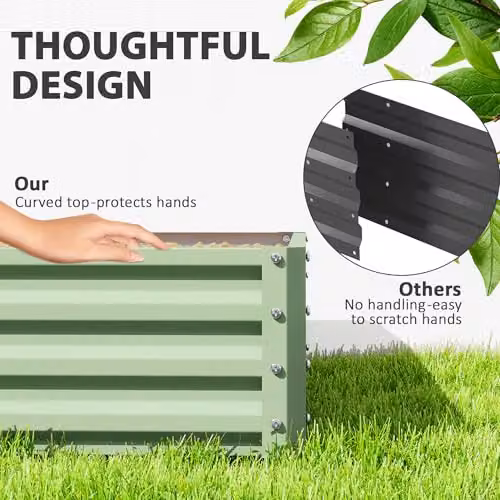 Outsunny 432L Raised Garden Bed in Green Galvanised Steel, W/D/H: 120 x 120 x 30 cm – 6