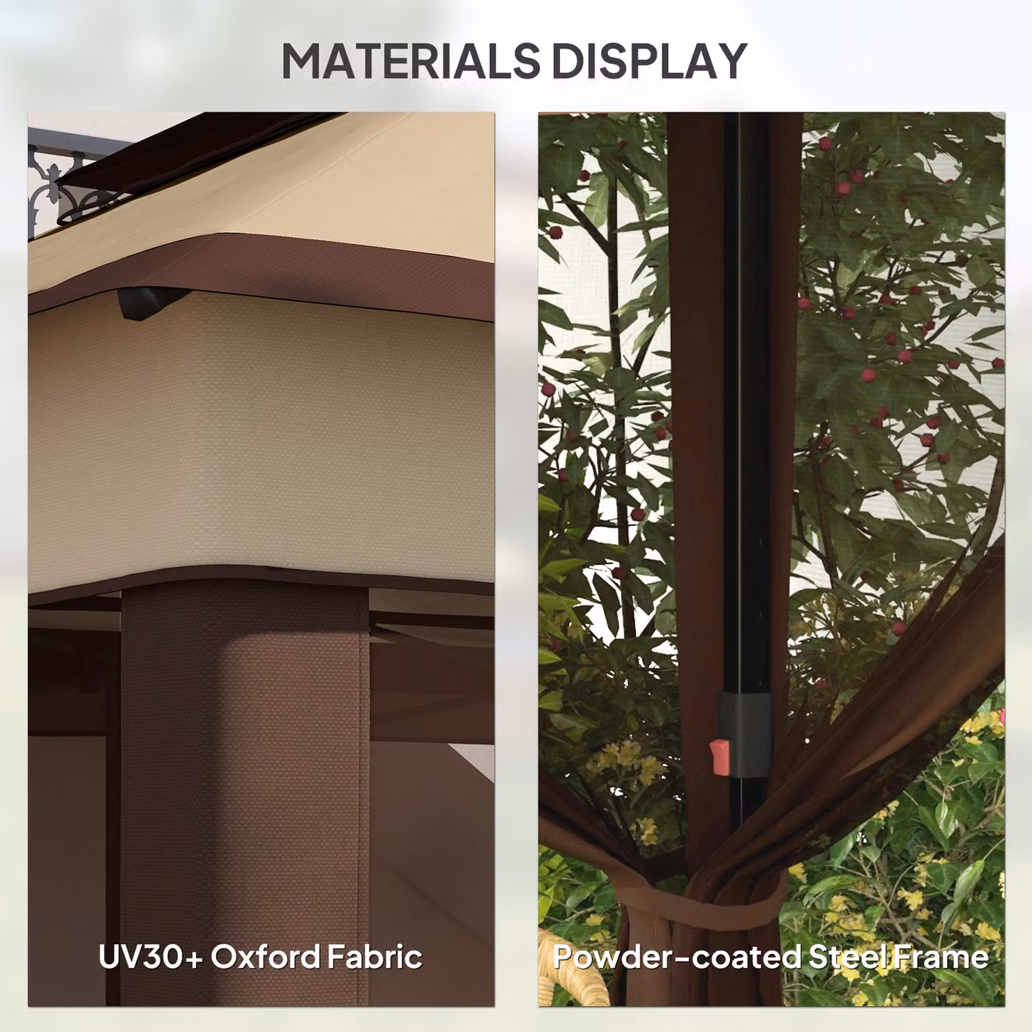 Outsunny Pop Up Gazebo with Netting and Carrying Bag, Beige, W: 300 cm, D: 300 cm, H: 272 cm – 7