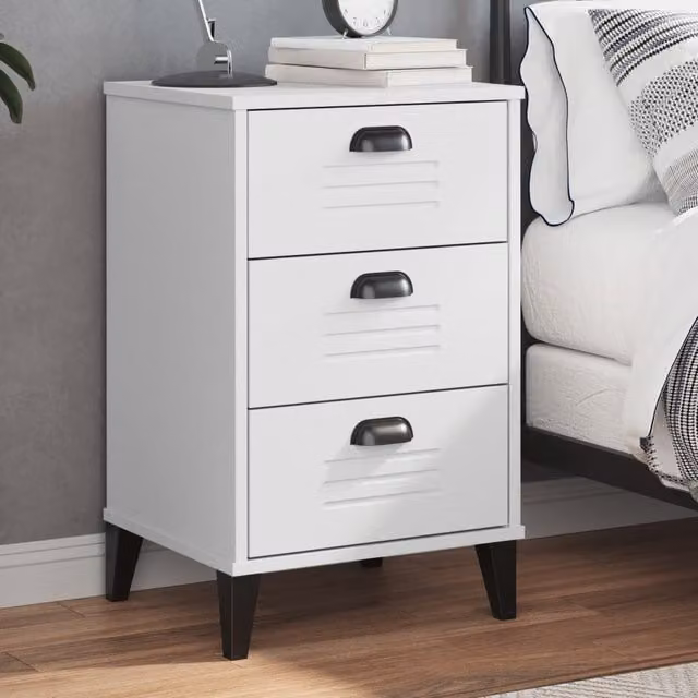 Berkfield Home VIKEN Bedside Cabinet in White Engineered Wood – 1