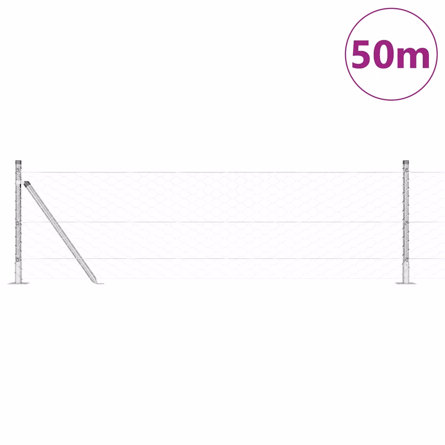 Berkfield Home Hexagon Fence in Silver Galvanised Steel, H: 60 cm x L: 50 m – 2