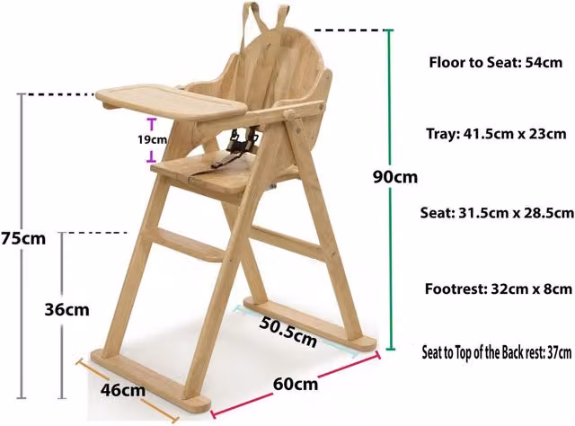 Safetots Deluxe Putaway Folding Wooden High Chair in Blue
