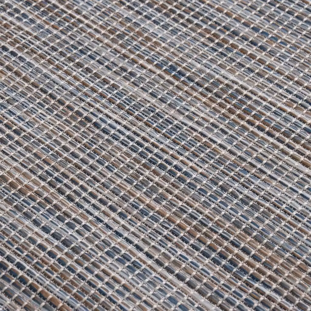 Berkfield Home Outdoor Flatweave Round Rug in Brown, Blue and Black, Diameter: 100 cm – 3
