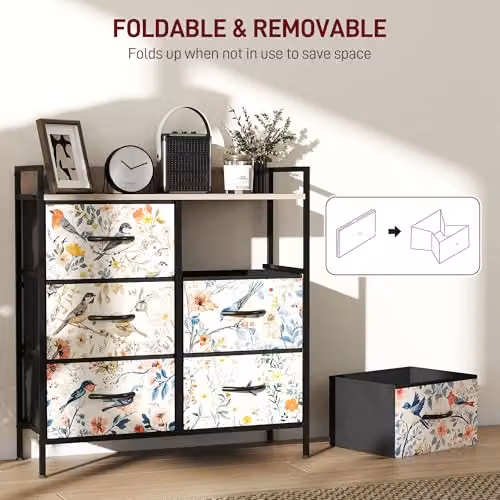 HOMCOM Modern White Bedroom Chest of Drawers with 6 Drawers – 5