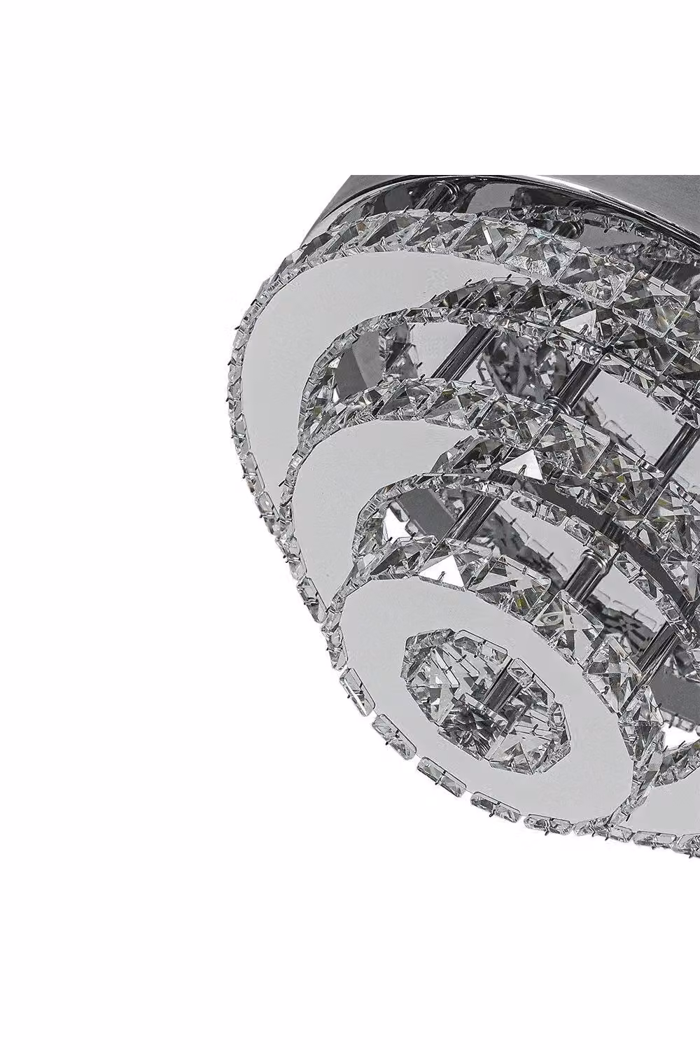 H&O Direct 3-Tier Chic Crystal Ceiling Light with Chrome and Silver Finish – 3