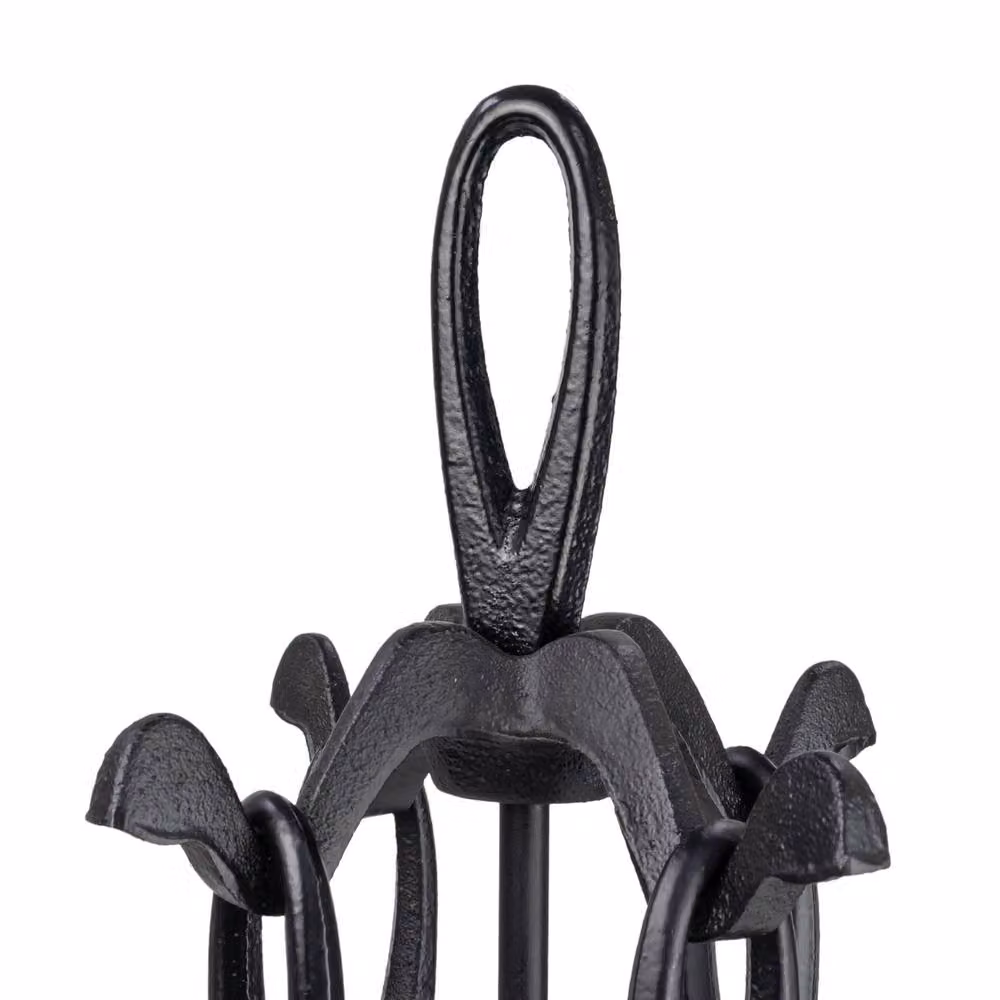 JVL Jennings 4 Piece Black Metal Freestanding Fireplace Companion Set – 3