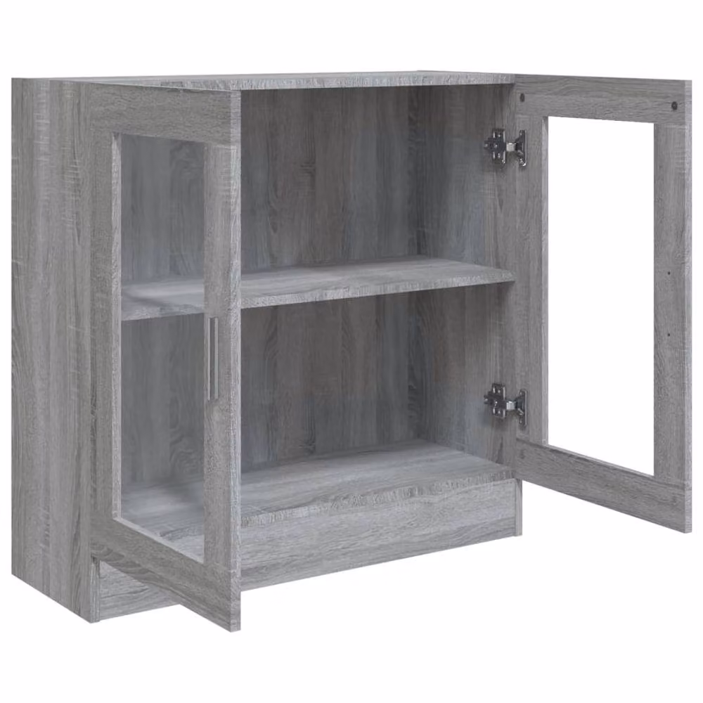 Berkfield Home Vitrine Cabinet in Grey with Glass Doors, W/D/H: 82.5 x 30.5 x 80 cm – 3