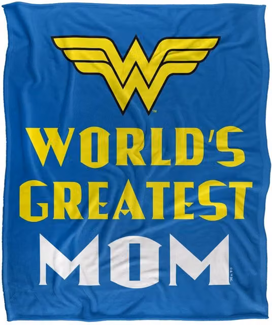 LOGOVISION Wonder Woman Worlds Greatest Mom Super Soft Fleece Throw Blanket, Multicolour, W: 91.44 cm, L: 147 cm – 6