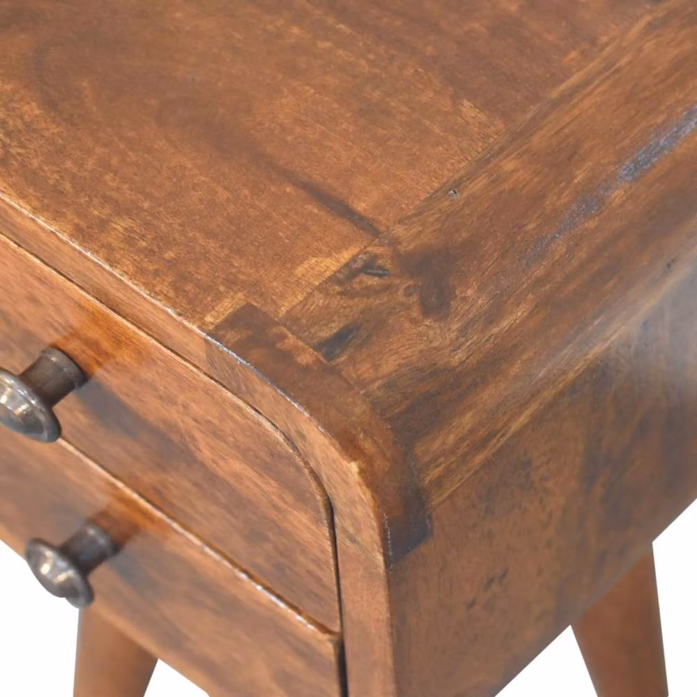 Wyld Haus Cagliari Small 2 Drawer Bedside Table in Brown Mango Wood, W/D/H: 40 x 20 x 40 cm – 4