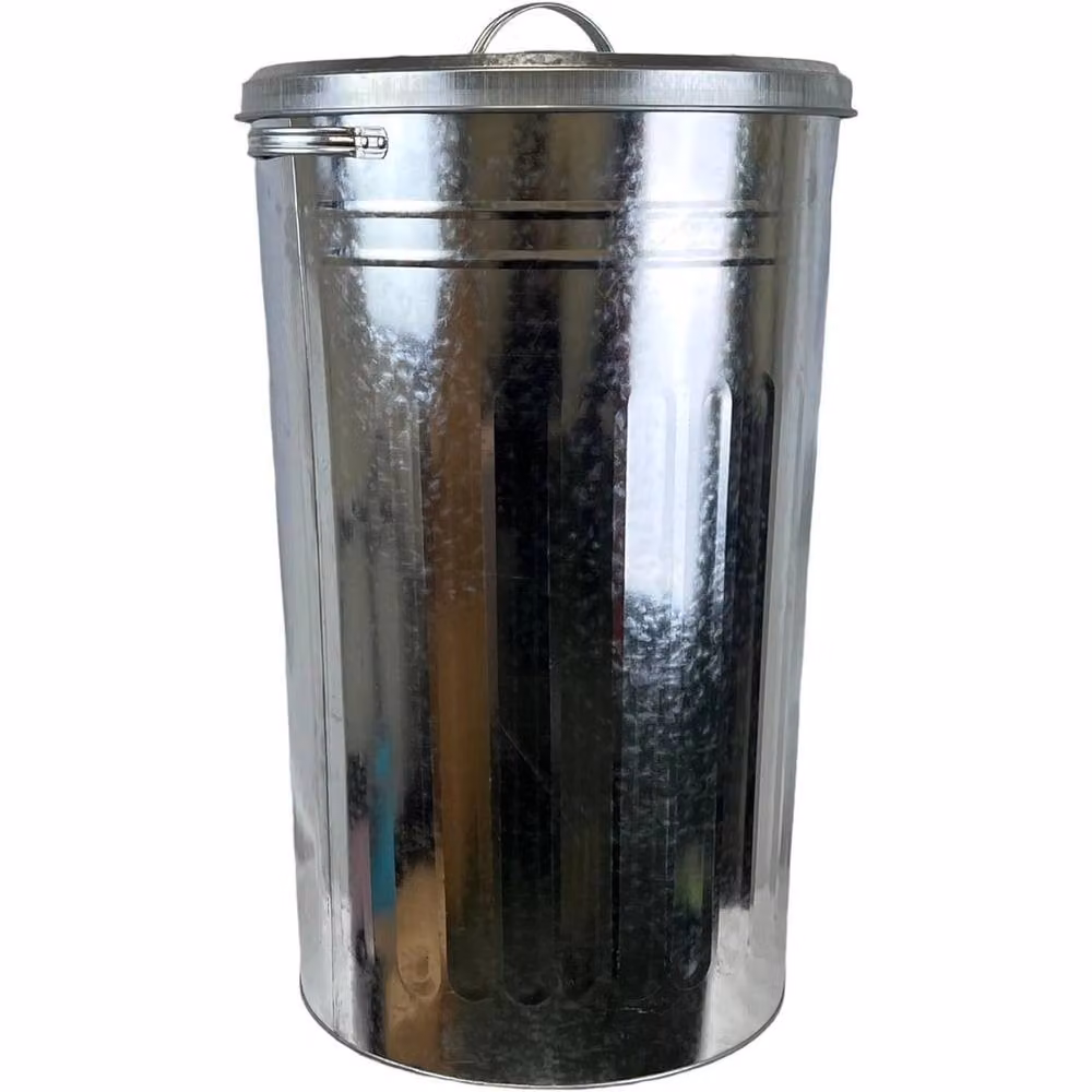 FLAVORA 110 Litre Extra Large Galvanised Steel Bin with Flip Lid in Silver – 2