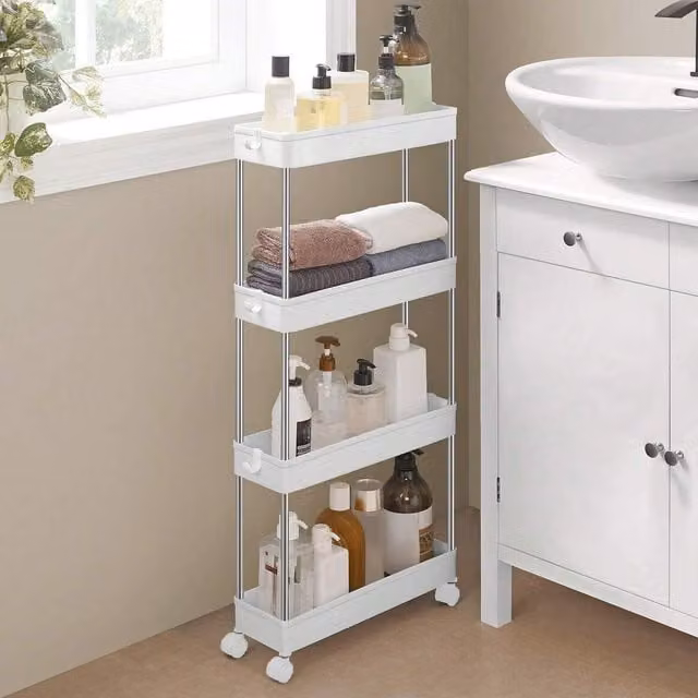 SONGMICS Narrow Storage Trolley with Wheels, White