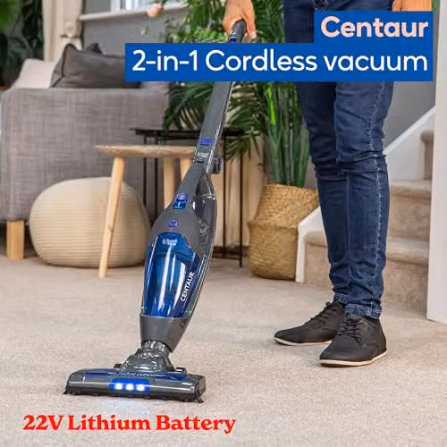 Russell Hobbs Centaur 2 in 1 Cordless Bagless Stick Vacuum, 800W, 60-Min Run Time, Grey & Blue RHSV2211 – 3
